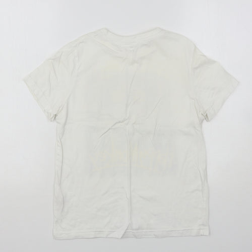 Kiabi Boys White  Cotton Basic T-Shirt Size 12 Years Round Neck