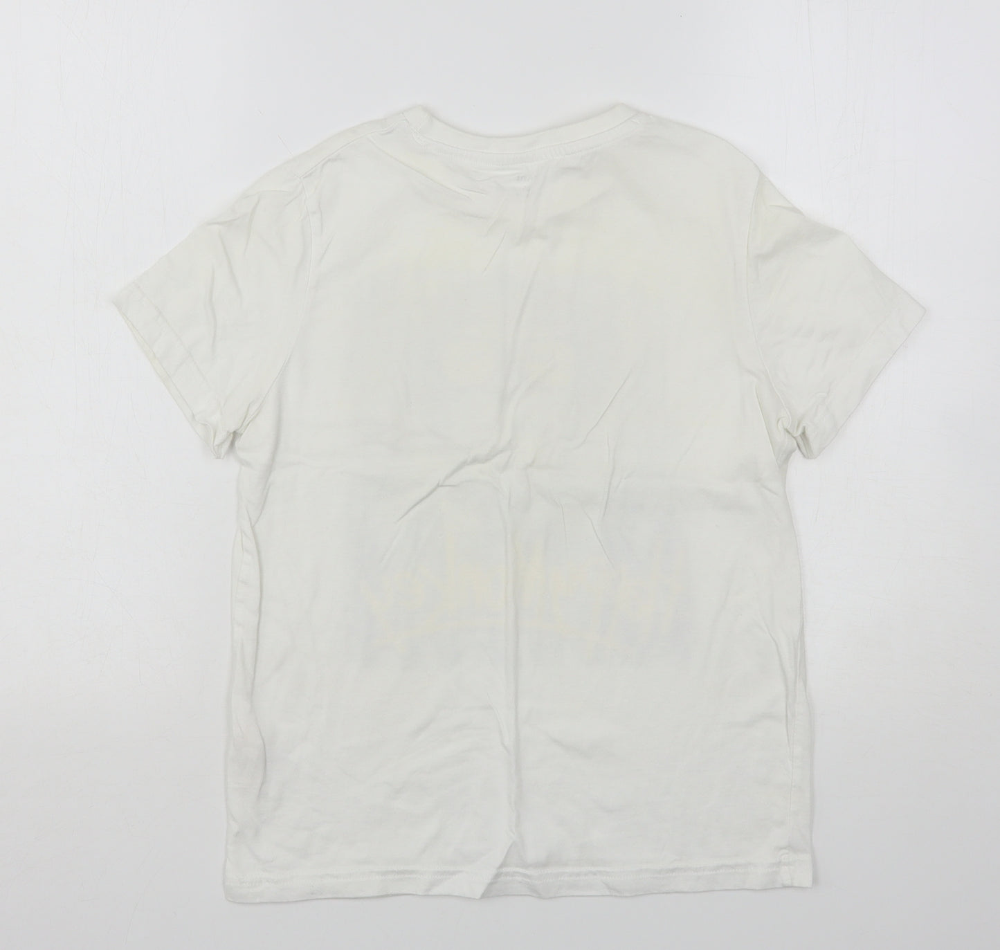 Kiabi Boys White  Cotton Basic T-Shirt Size 12 Years Round Neck