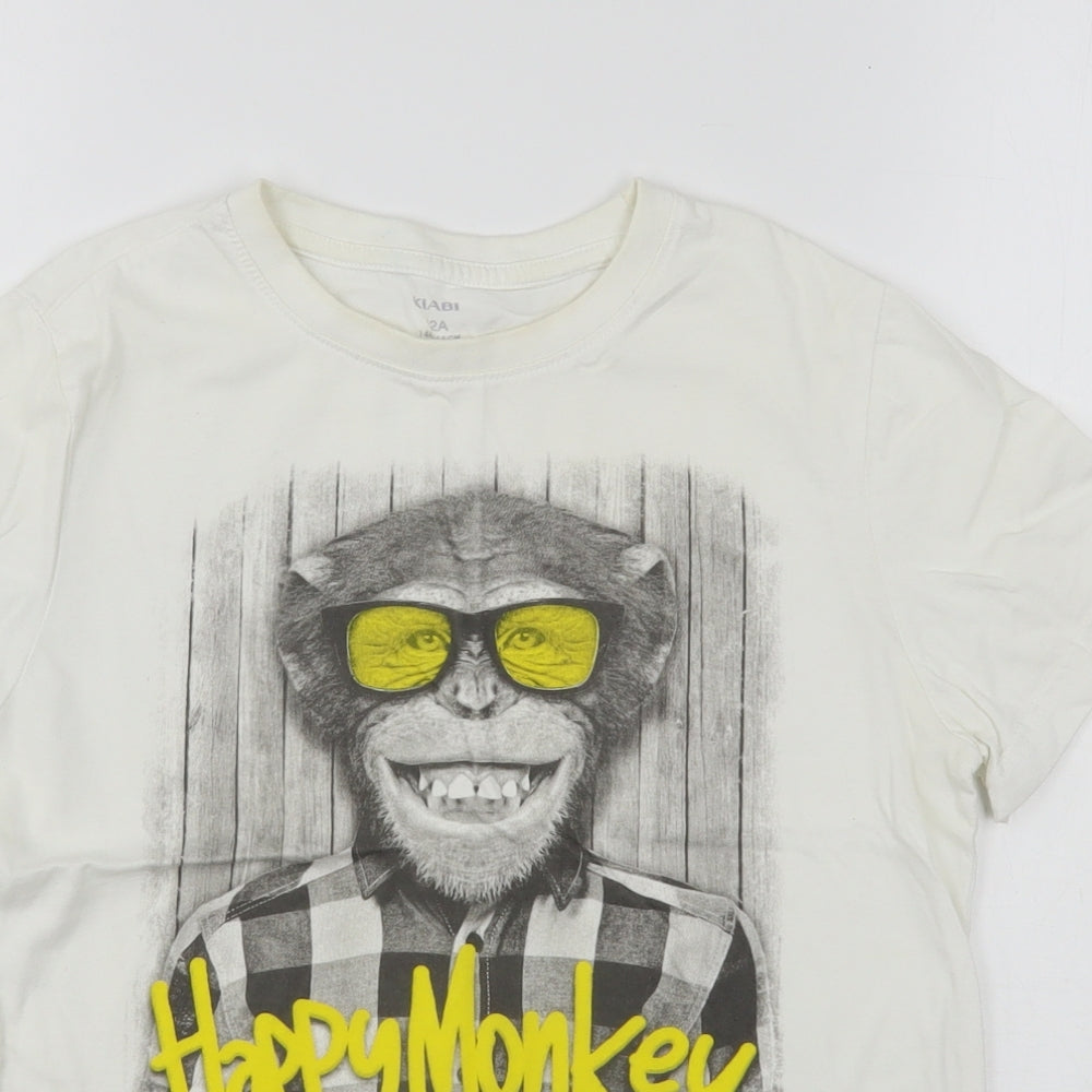 Kiabi Boys White  Cotton Basic T-Shirt Size 12 Years Round Neck