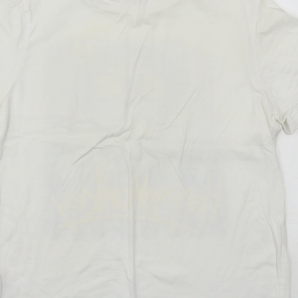 Kiabi Boys White  Cotton Basic T-Shirt Size 12 Years Round Neck