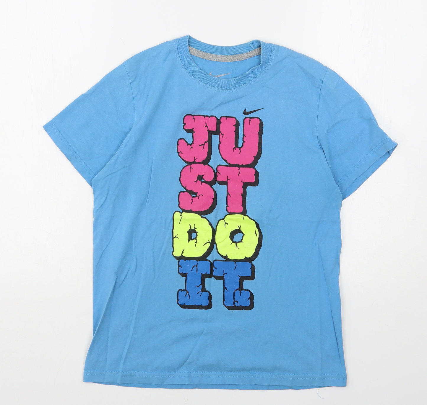 Nike Boys Blue  Polyester Basic T-Shirt Size 10-11 Years Round Neck