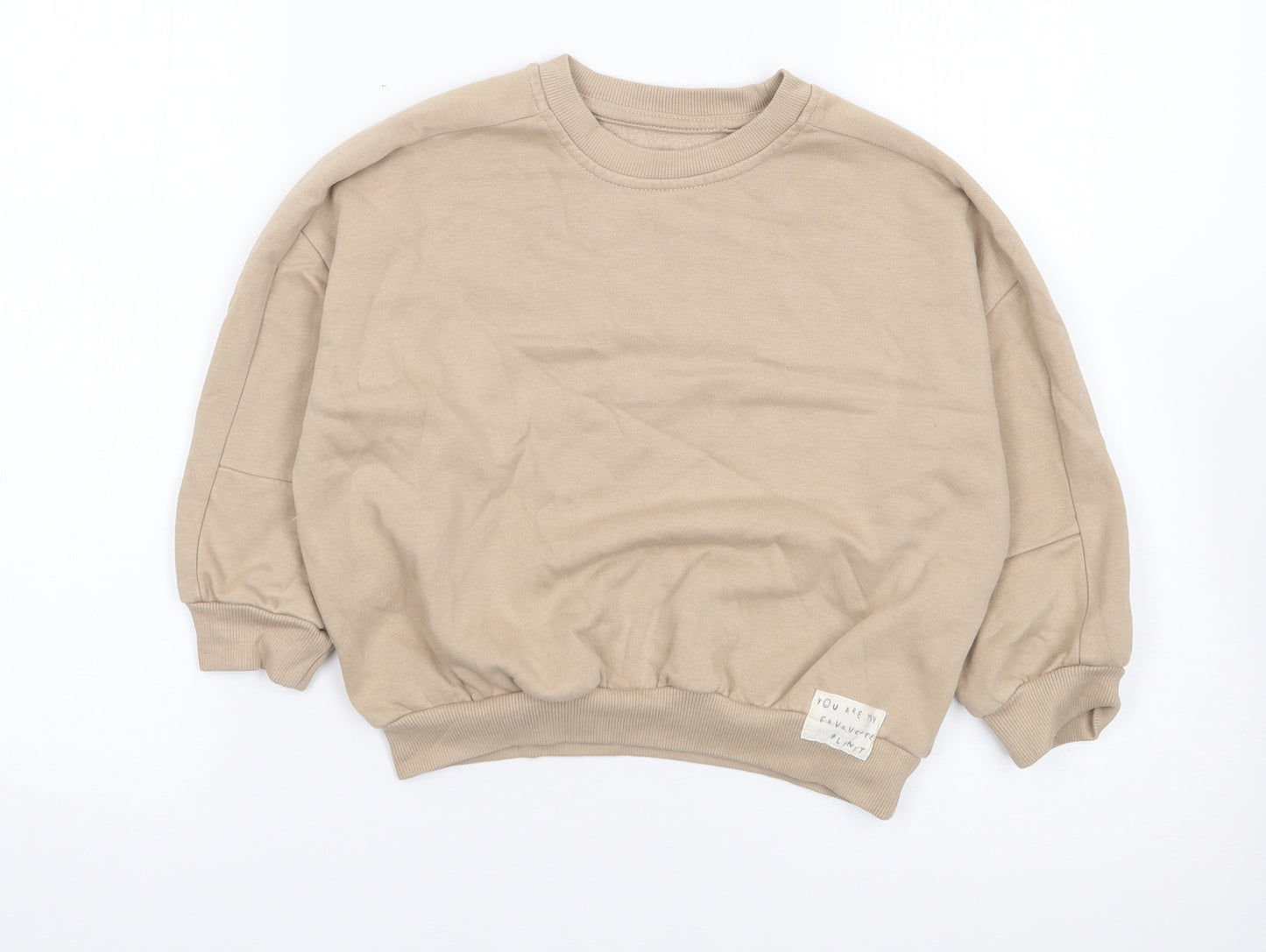 George Boys Beige Crew Neck  Cotton Pullover Jumper Size 4-5 Years  Pullover