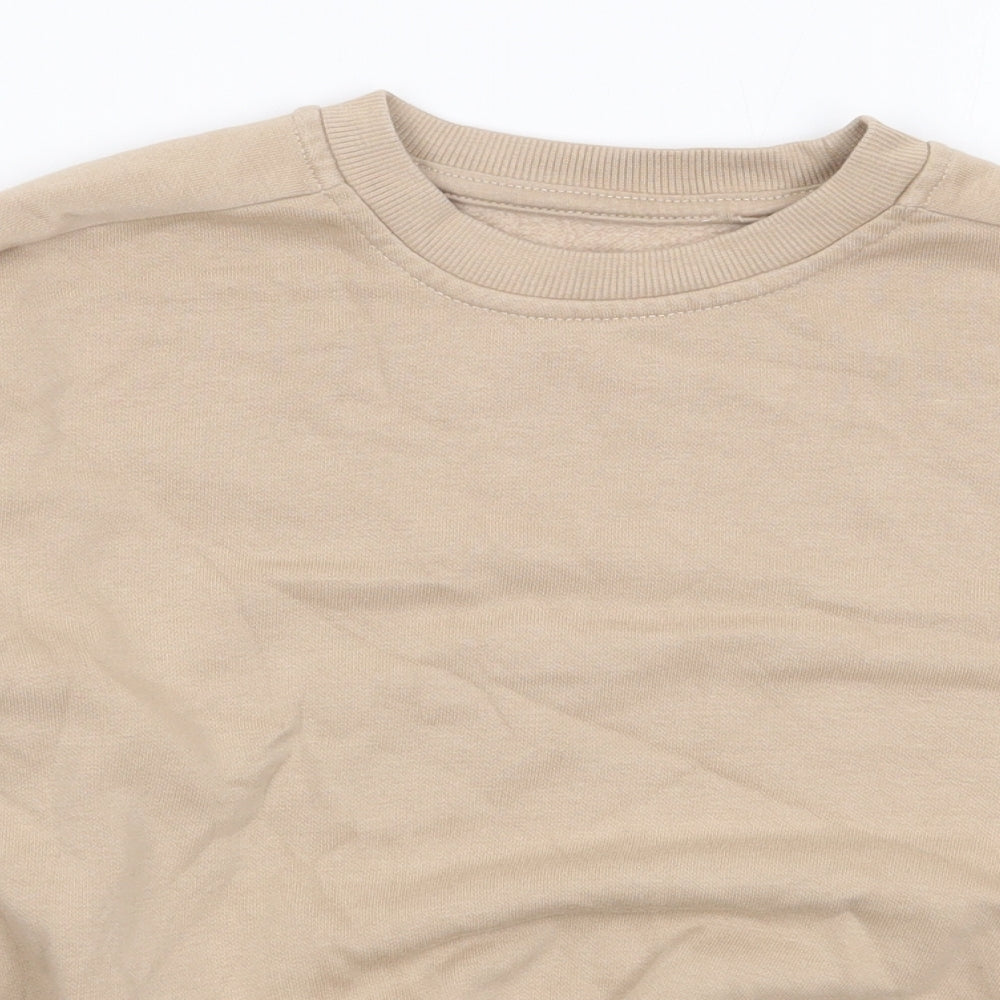 George Boys Beige Crew Neck  Cotton Pullover Jumper Size 4-5 Years  Pullover