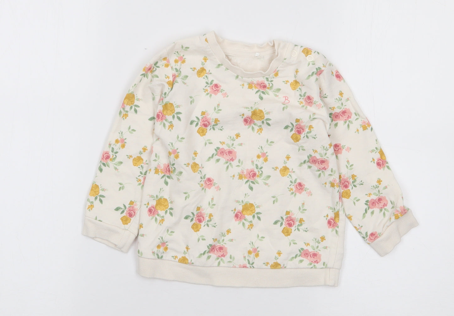 George Girls Ivory Floral 100% Cotton Pullover Jumper Size 18-24 Months  Pullover