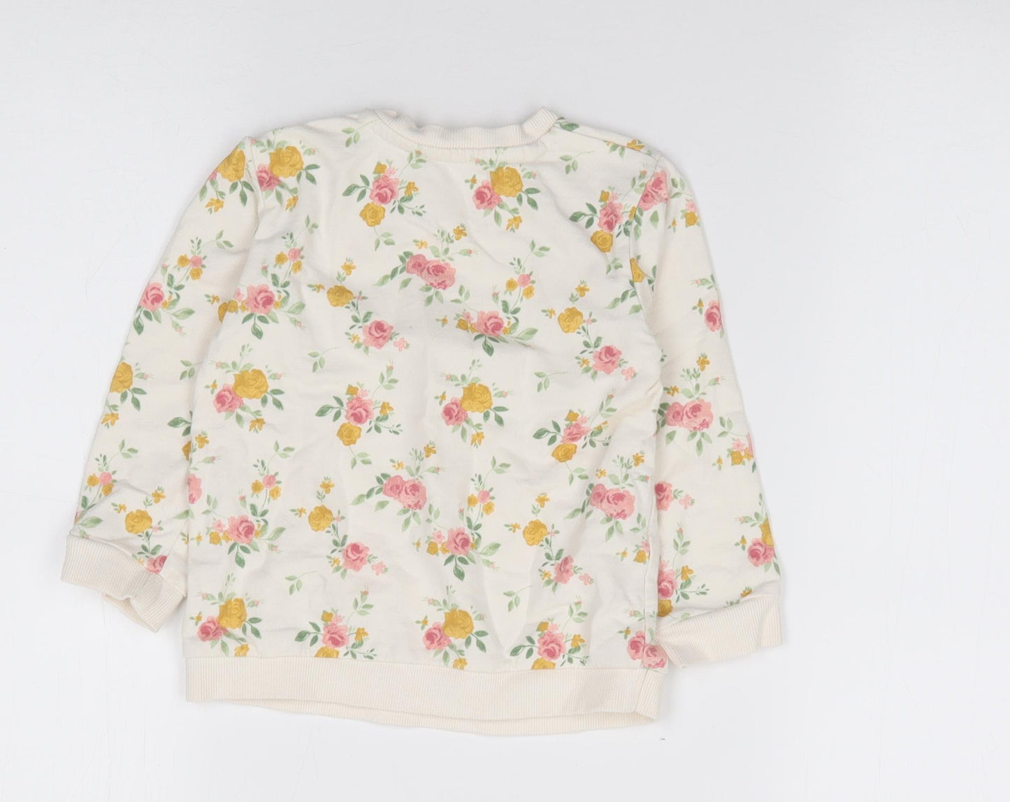 George Girls Ivory Floral 100% Cotton Pullover Jumper Size 18-24 Months  Pullover