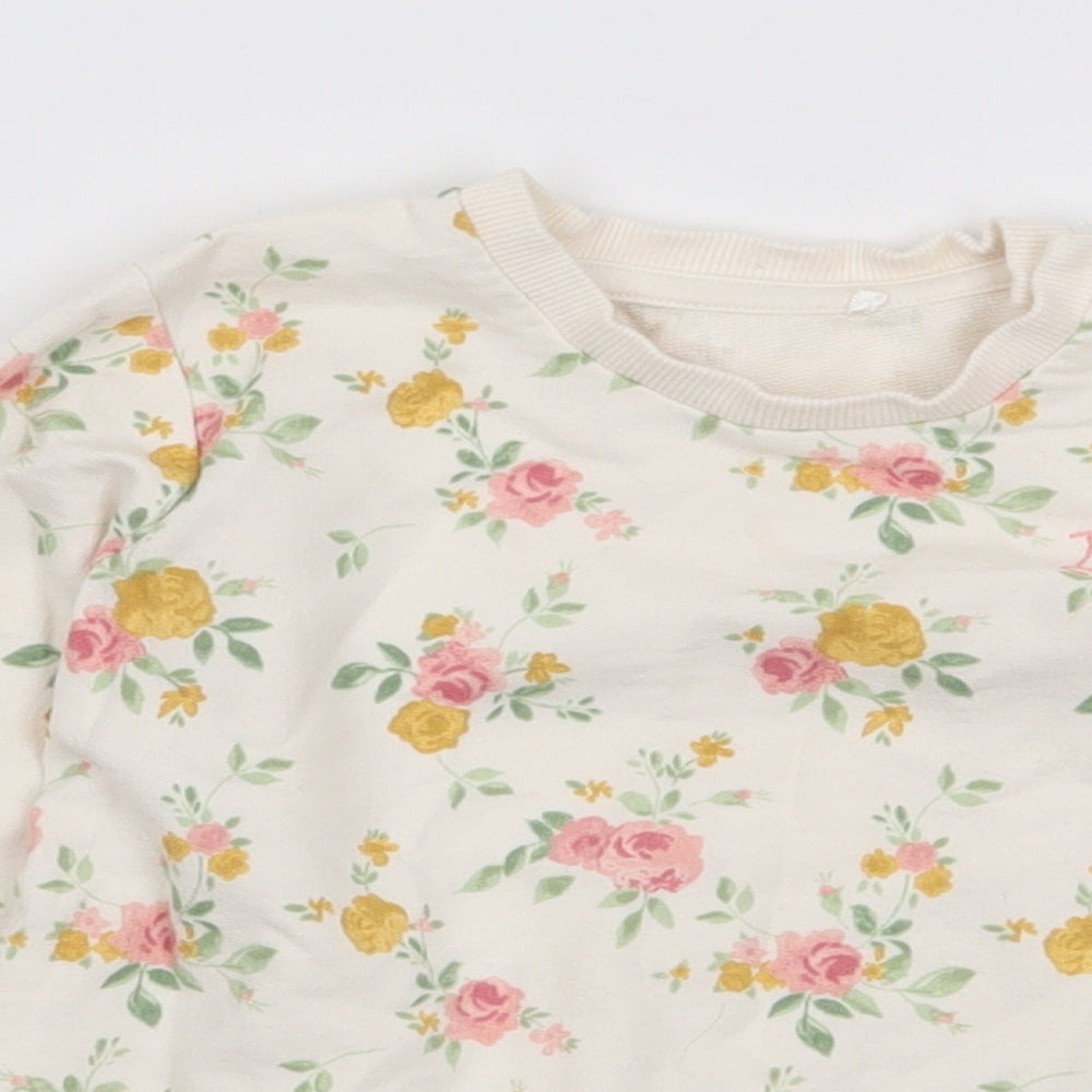 George Girls Ivory Floral 100% Cotton Pullover Jumper Size 18-24 Months  Pullover