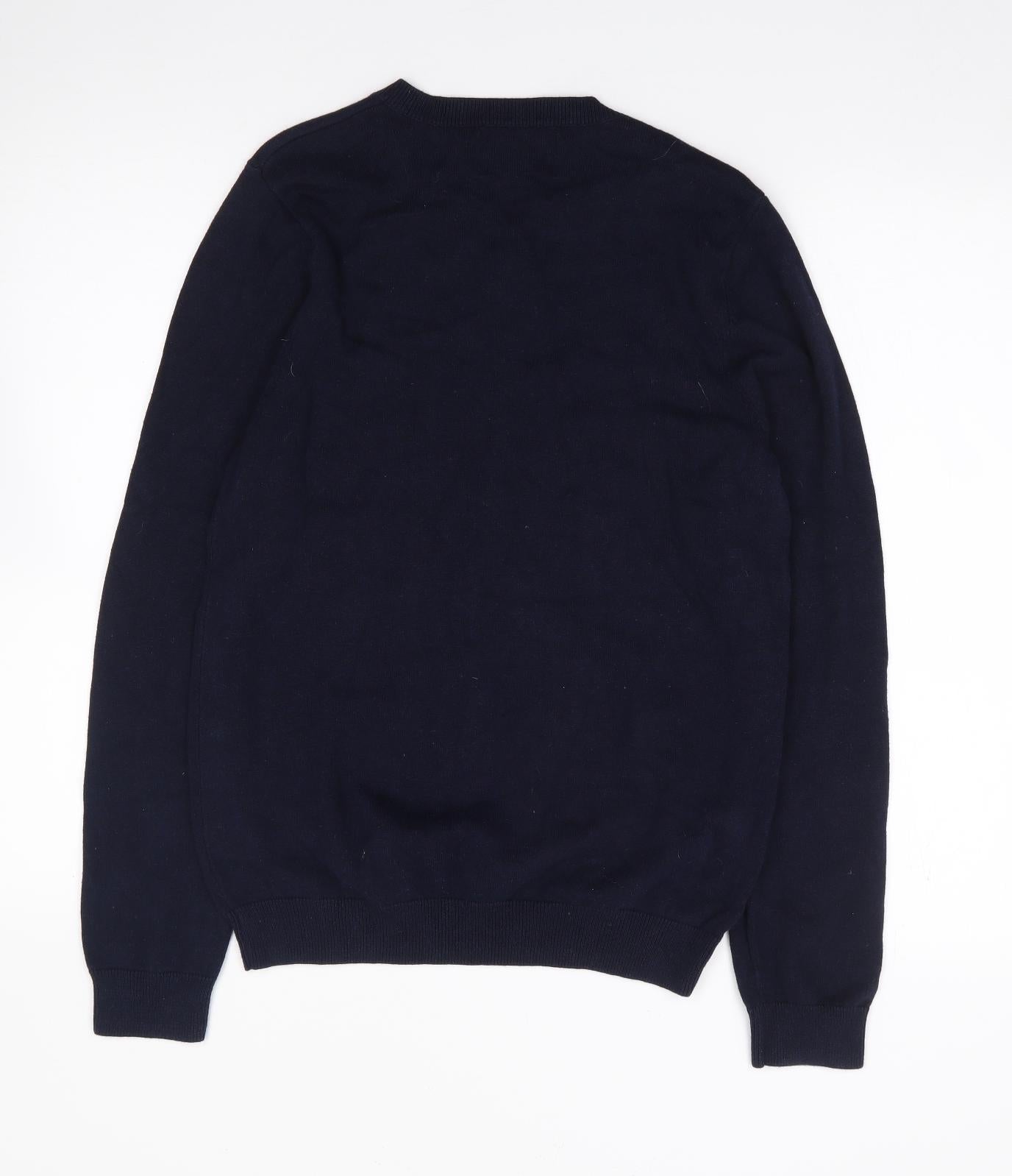 Topman Mens Blue V-Neck  Cotton Pullover Jumper Size S