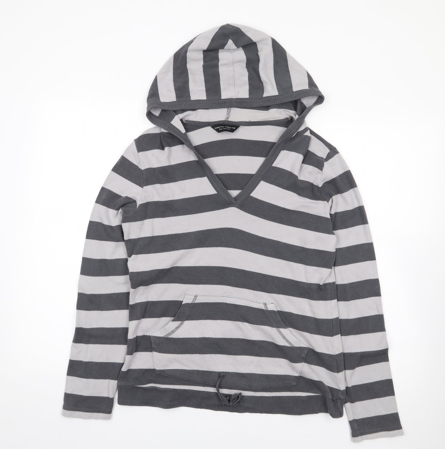 Dorothy Perkins Womens Grey Striped Cotton Pullover Hoodie Size 16  Pullover