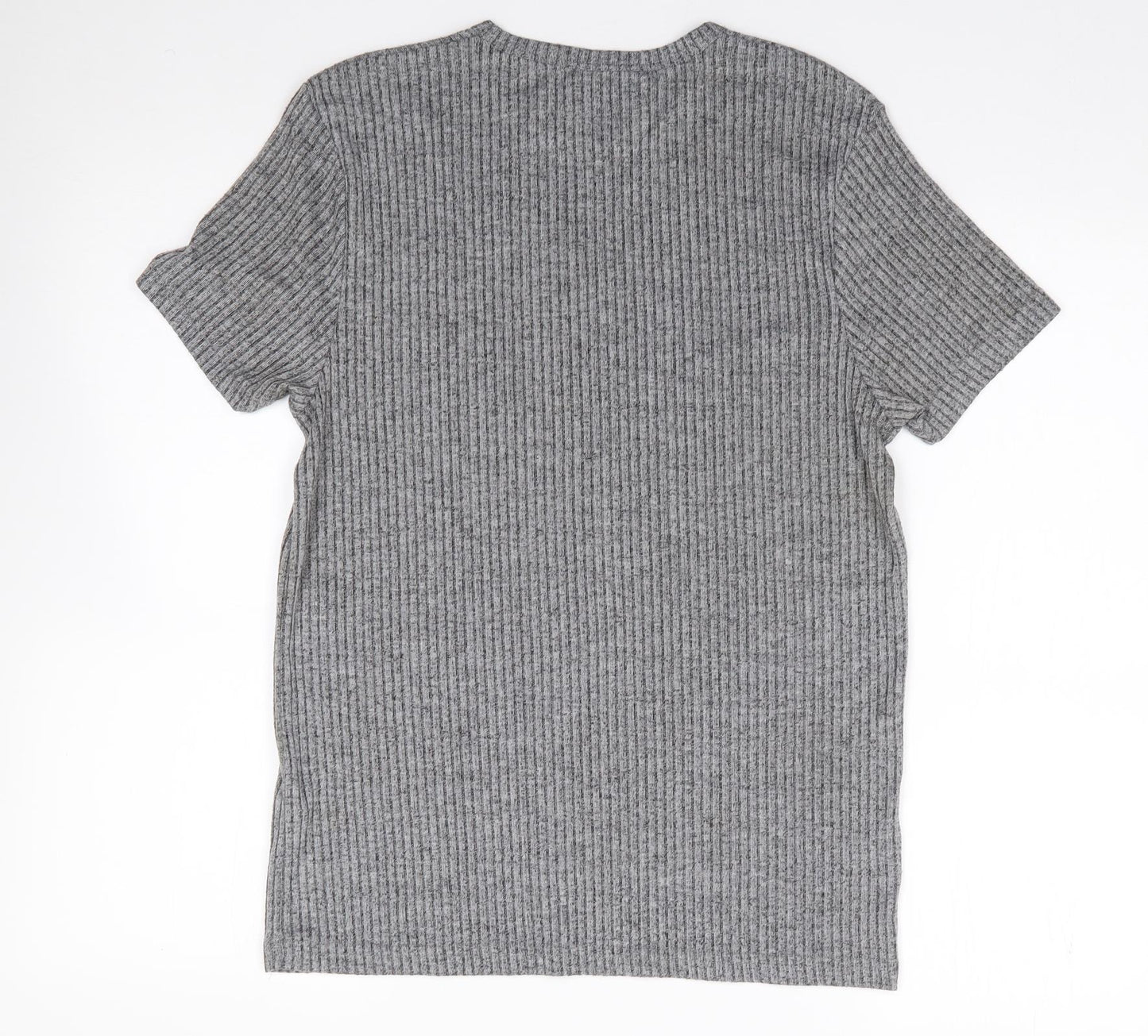 Topman Mens Grey  Polyester  T-Shirt Size S Crew Neck  - Ribbed