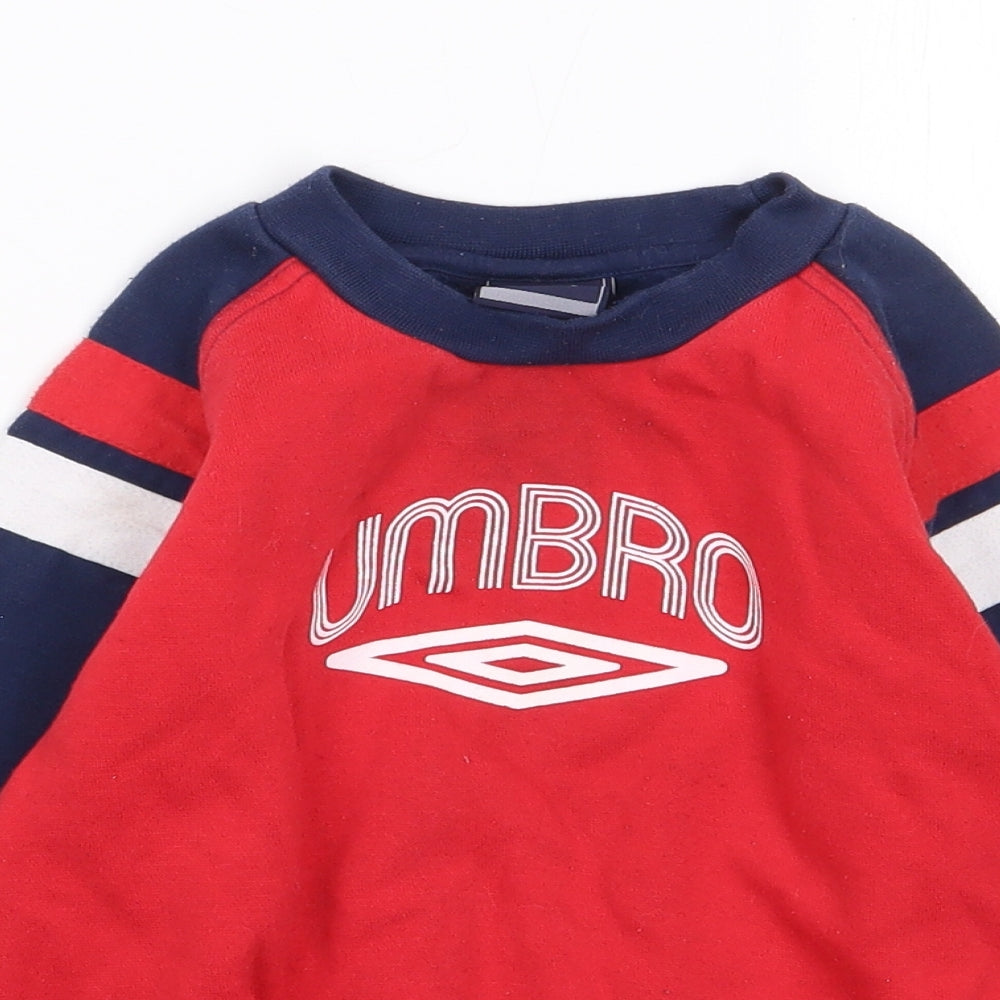 Umbro Boys Multicoloured Crew Neck Colourblock Polyester Pullover Jumper Size 2-3 Years  Pullover