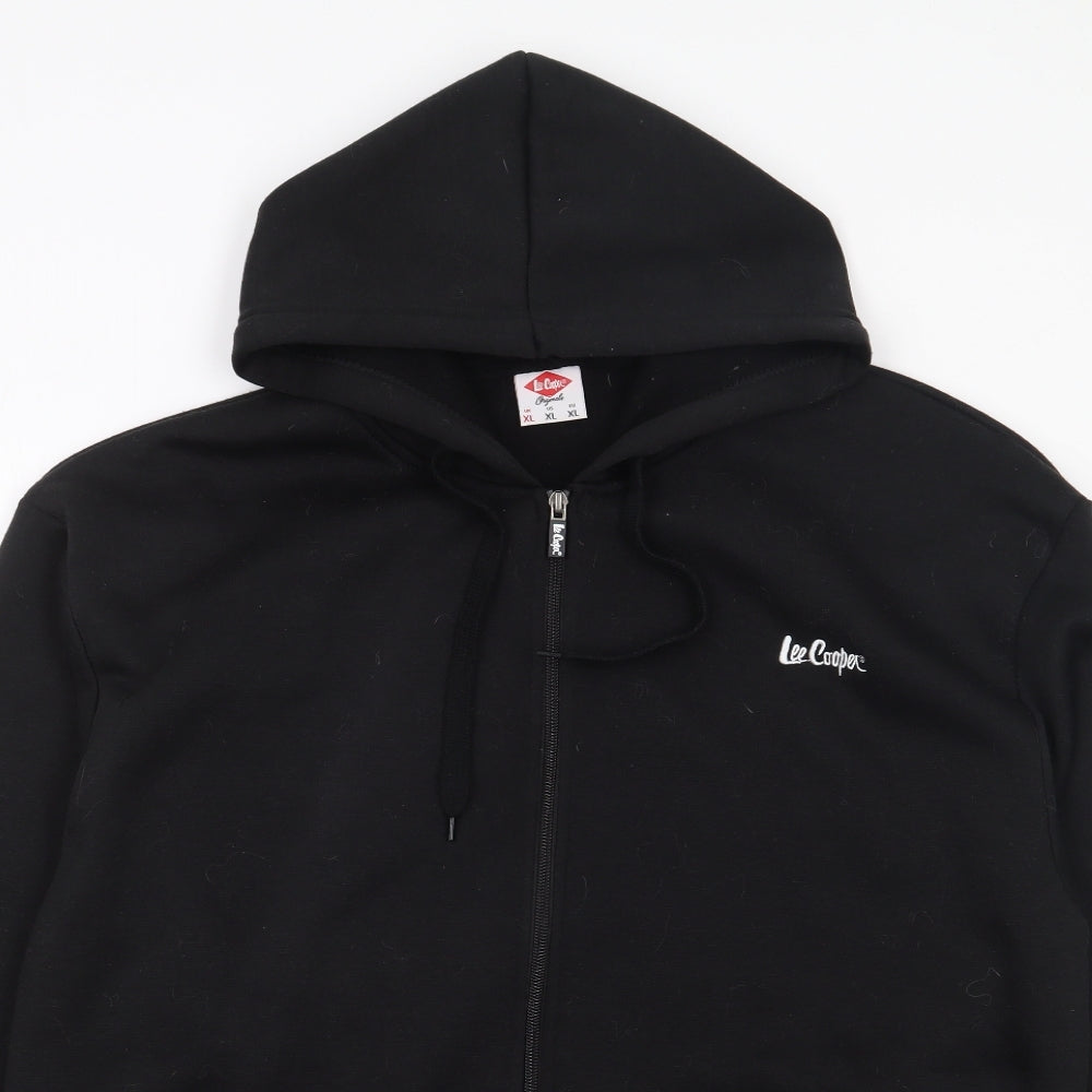 Lee Cooper Mens Black  Polyester Full Zip Hoodie Size XL