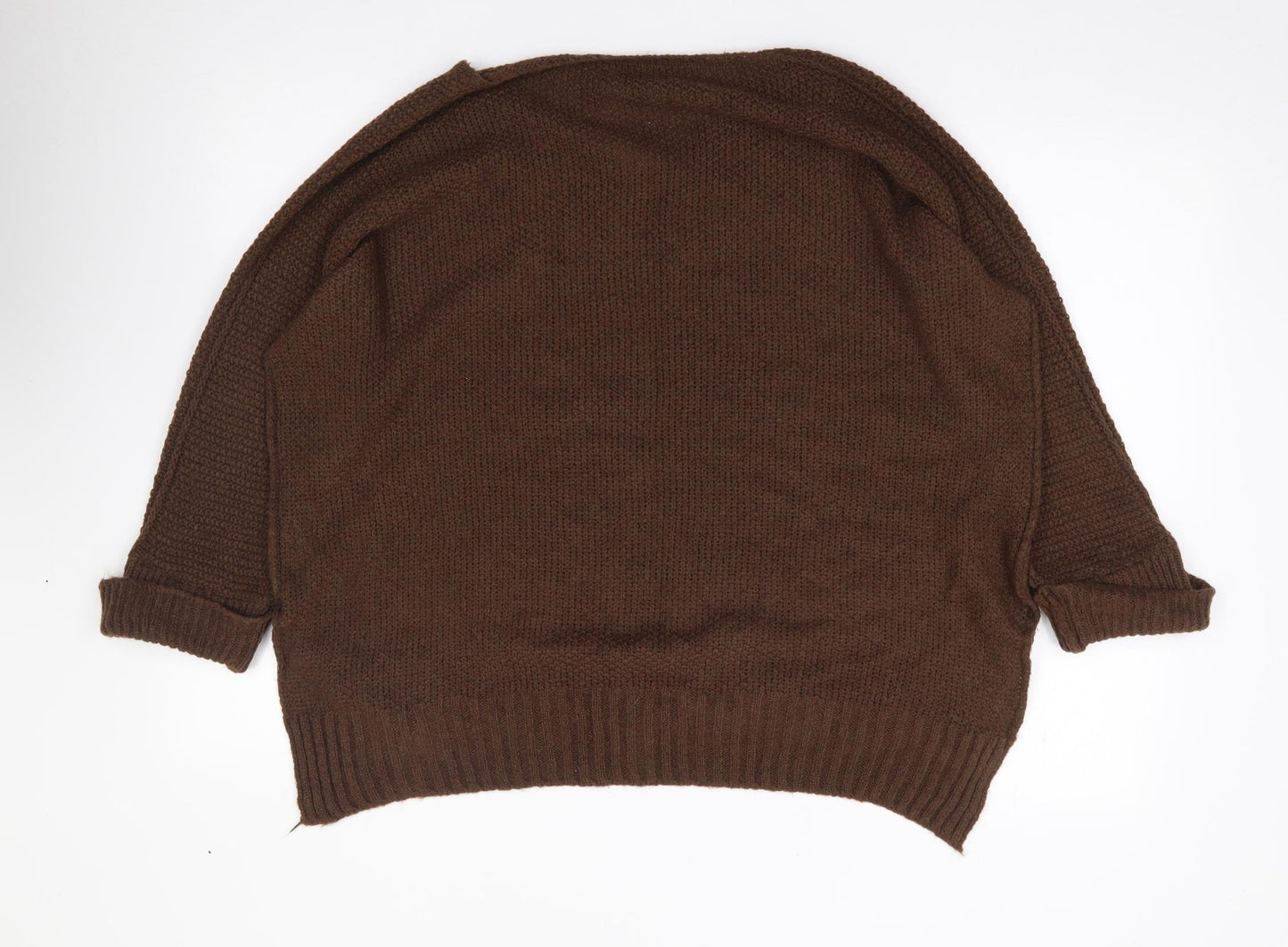 Preworn Womens Brown V-Neck  Acrylic Pullover Jumper Size L