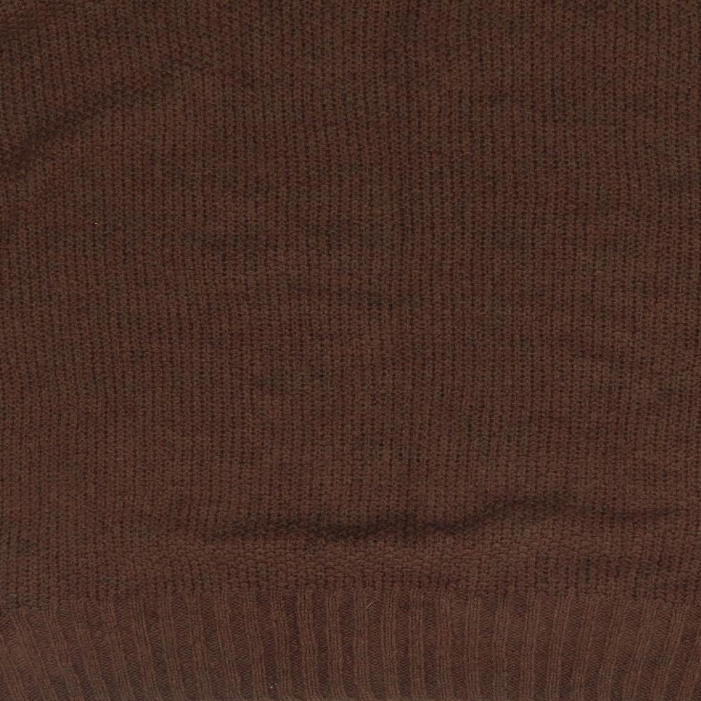 Preworn Womens Brown V-Neck  Acrylic Pullover Jumper Size L