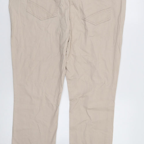 Red Herring Womens Beige  Cotton Chino Trousers Size 14 L28 in Regular Zip