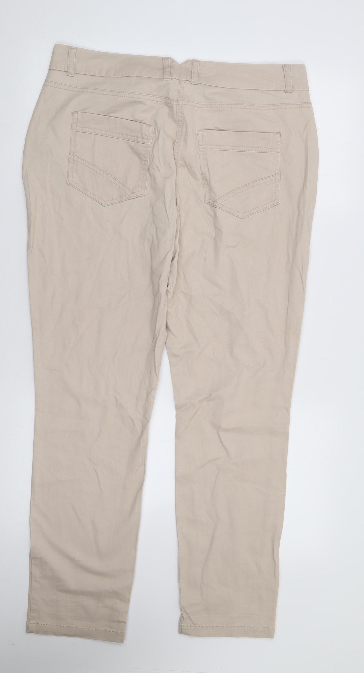 Red Herring Womens Beige  Cotton Chino Trousers Size 14 L28 in Regular Zip