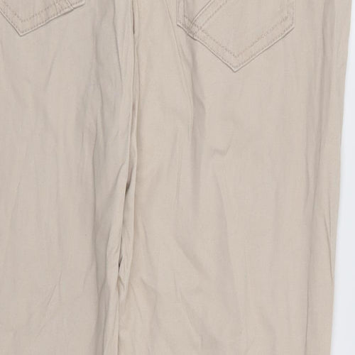 Red Herring Womens Beige  Cotton Chino Trousers Size 14 L28 in Regular Zip