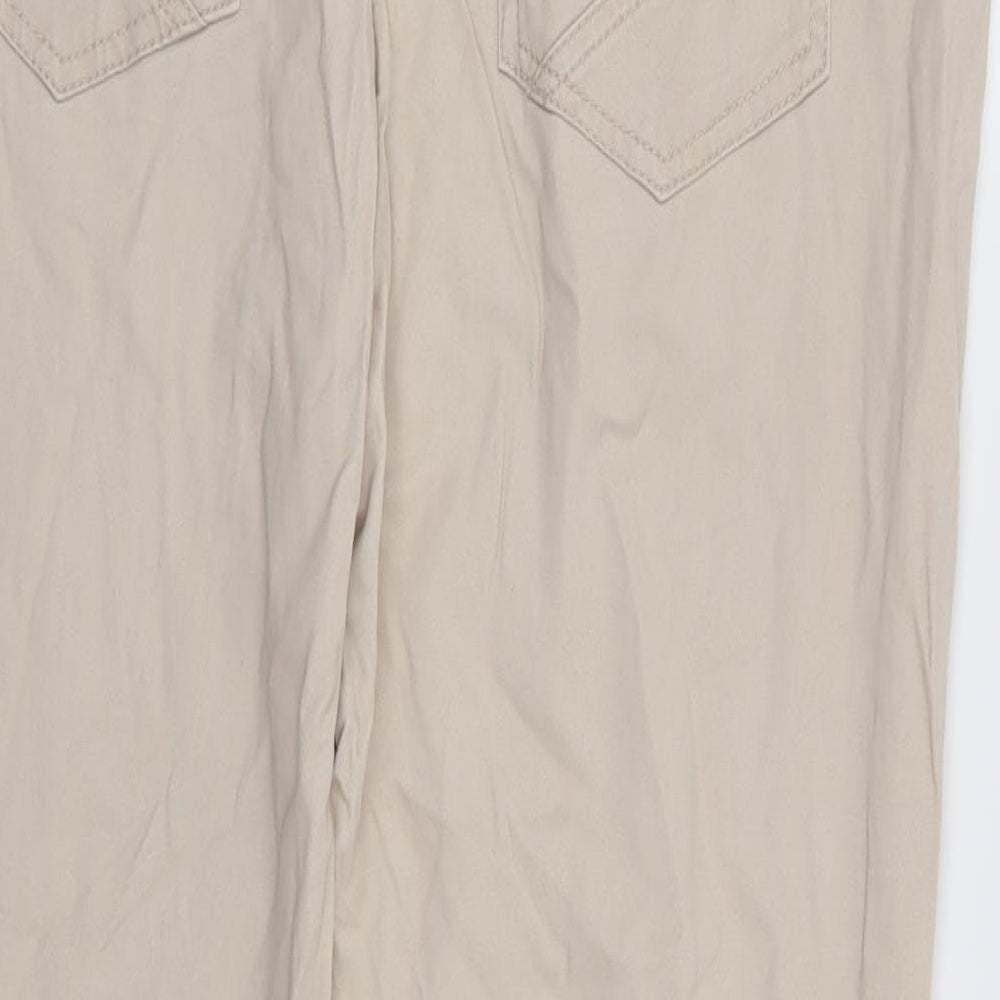 Red Herring Womens Beige  Cotton Chino Trousers Size 14 L28 in Regular Zip