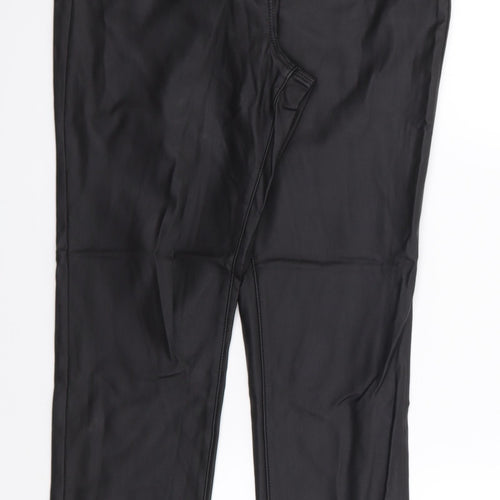 Preworn Womens Black  Polyester Jegging Trousers Size S L28 in Regular Zip - Leather Look