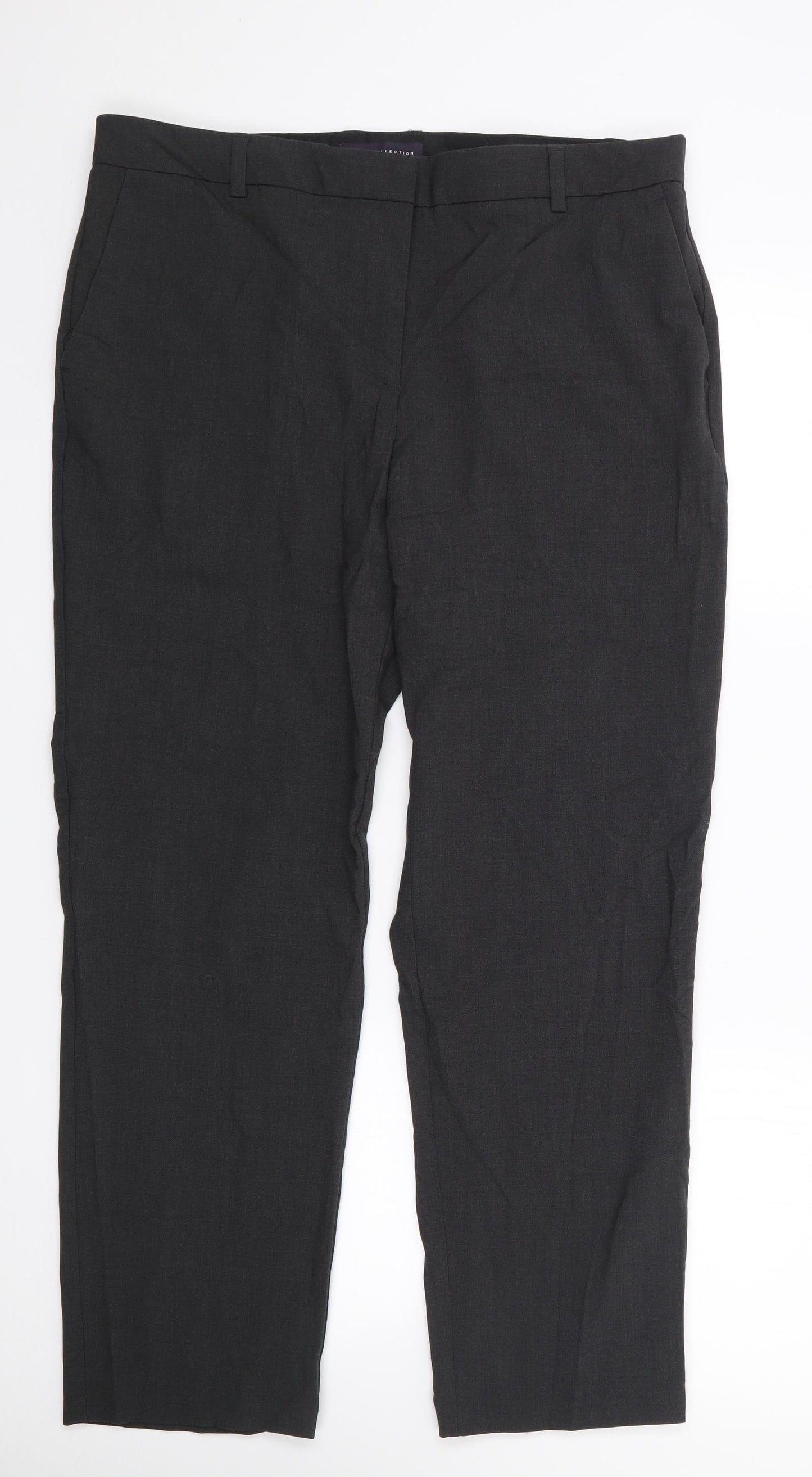 Marks and Spencer Womens Grey  Polyester Trousers  Size 16 L25 in Regular Zip