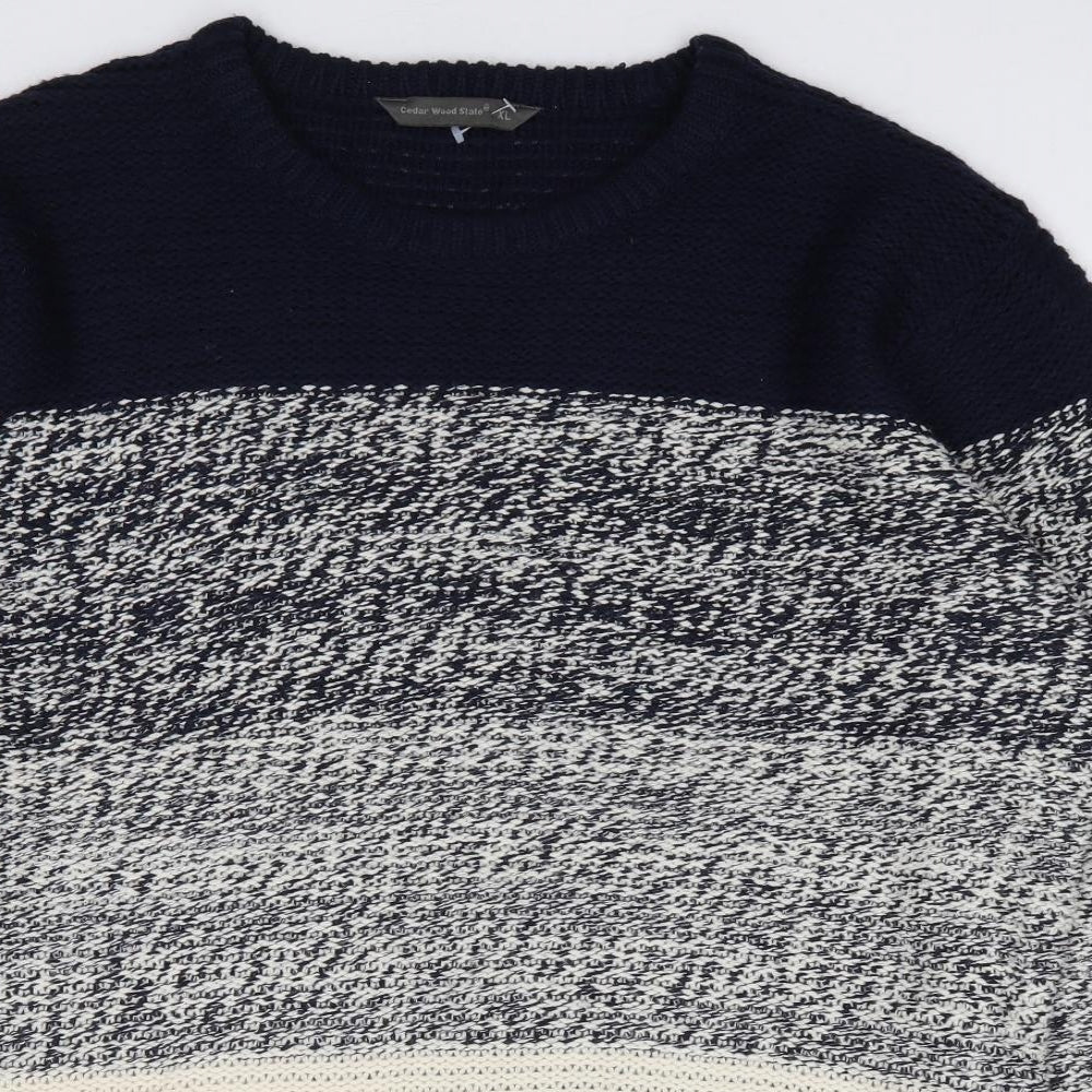 Primark Mens Multicoloured Crew Neck  Acrylic Pullover Jumper Size XL