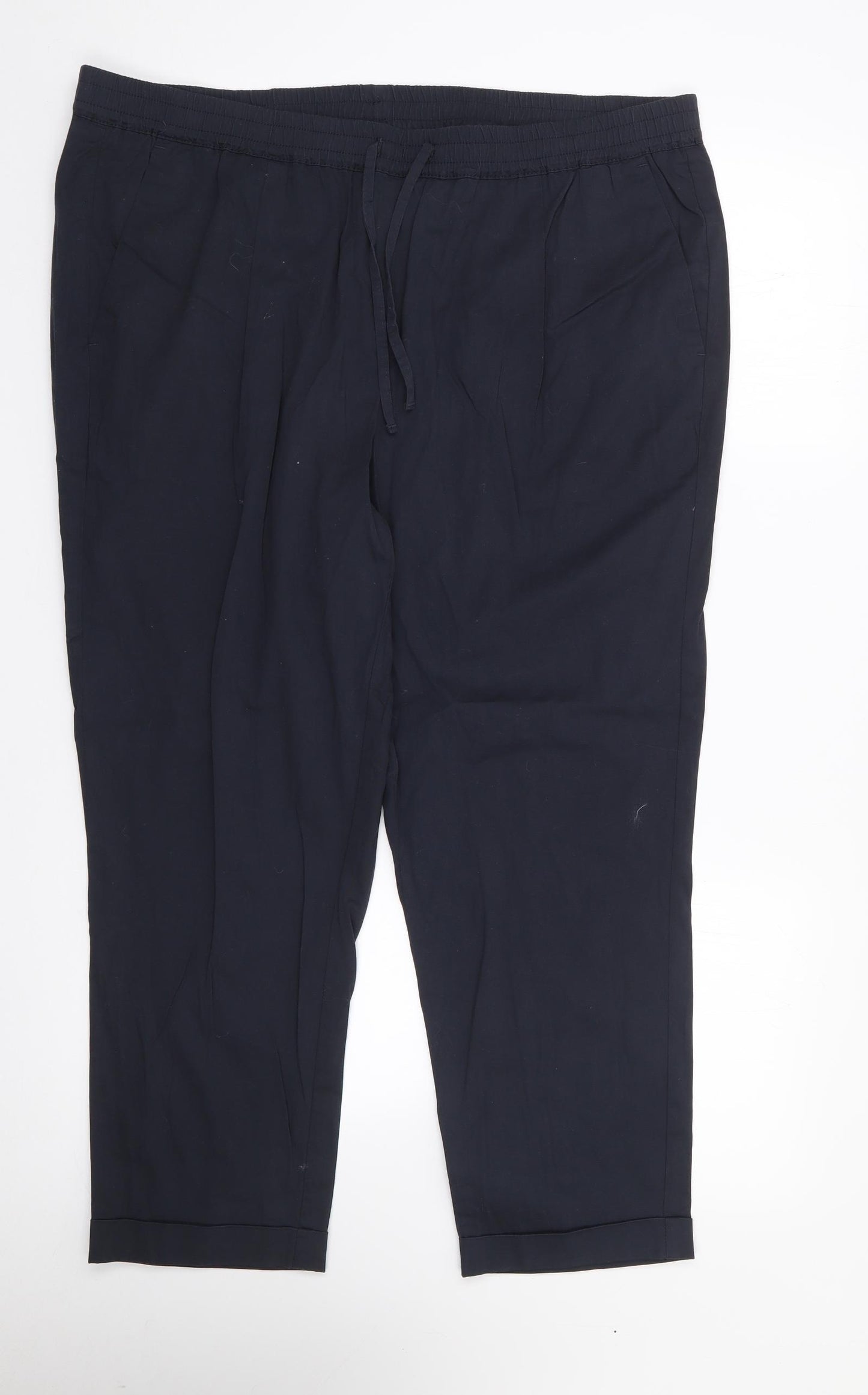 Peter Hahn Womens Blue  Cotton Chino Trousers Size 22 L25 in Regular Drawstring
