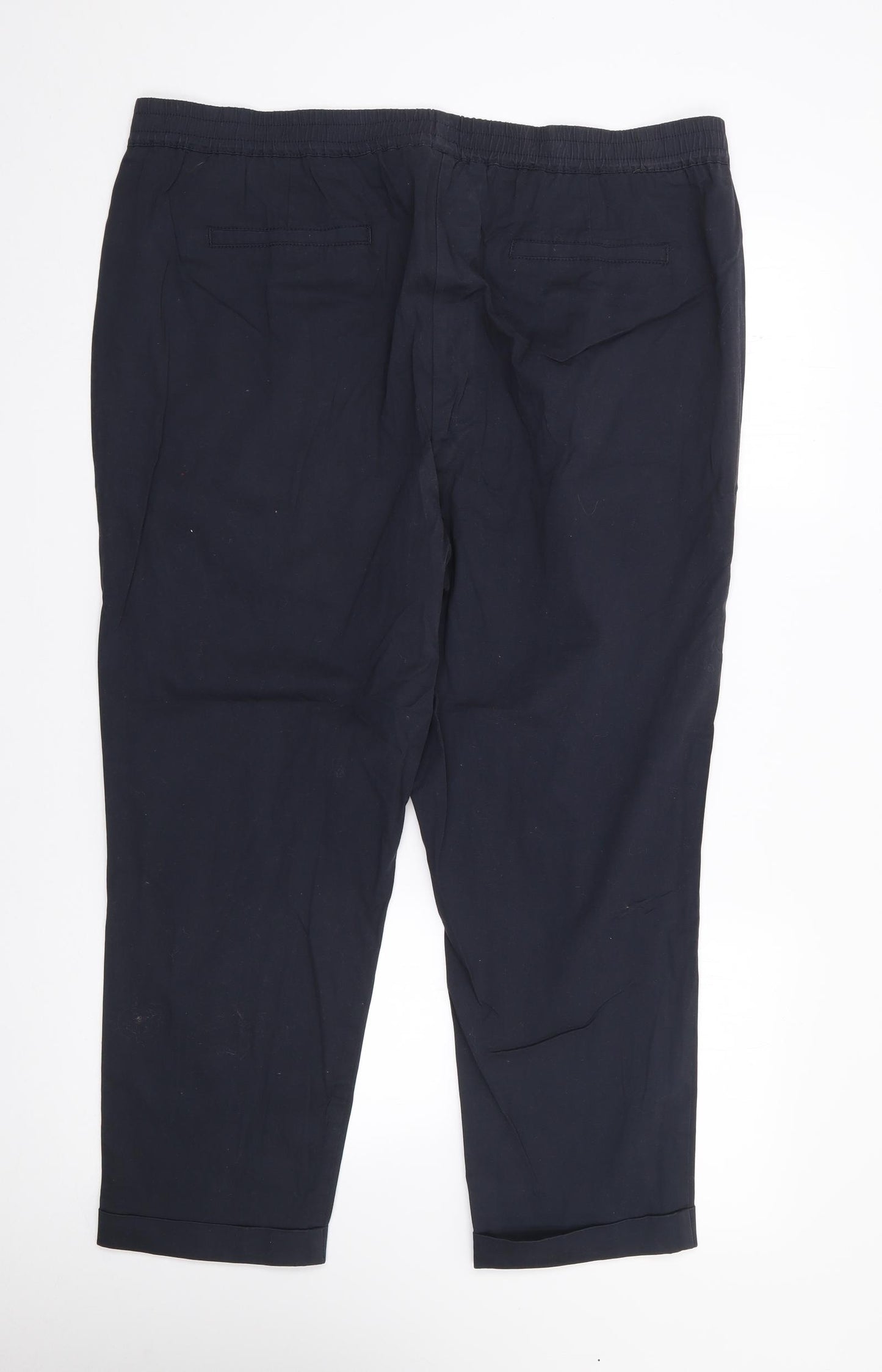 Peter Hahn Womens Blue  Cotton Chino Trousers Size 22 L25 in Regular Drawstring