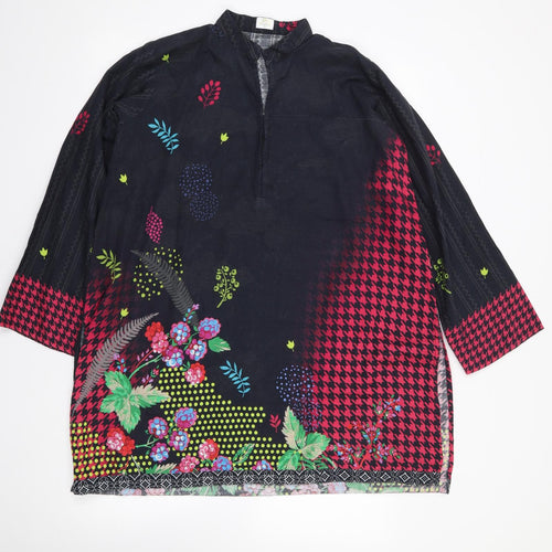 So Kamal Womens Multicoloured Floral Polyester Tunic Blouse Size M V-Neck