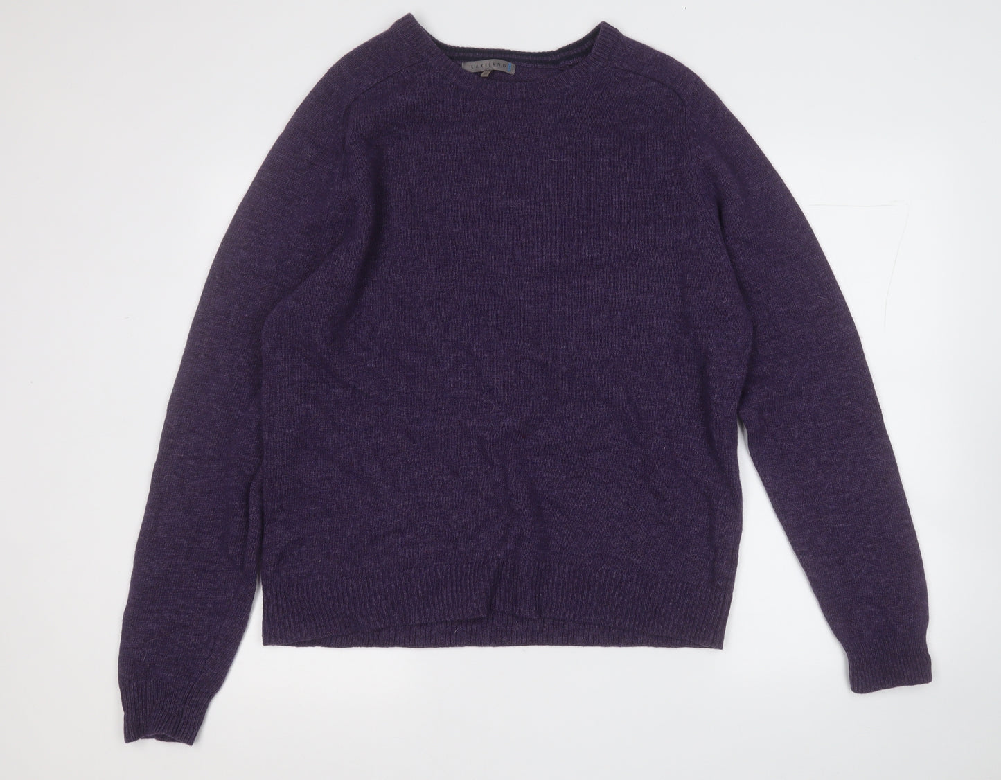 Lakeland Mens Purple Round Neck  Wool Pullover Jumper Size M