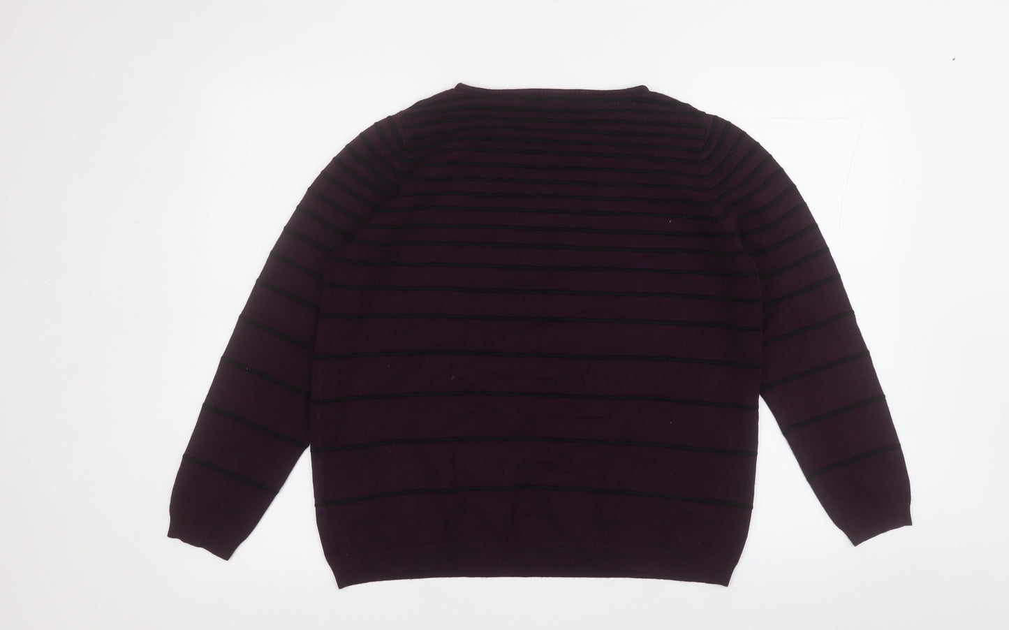 Debenhams Womens Purple Round Neck Striped Viscose Pullover Jumper Size 14