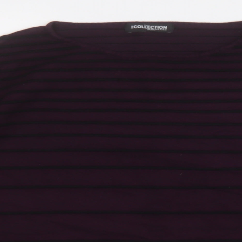 Debenhams Womens Purple Round Neck Striped Viscose Pullover Jumper Size 14