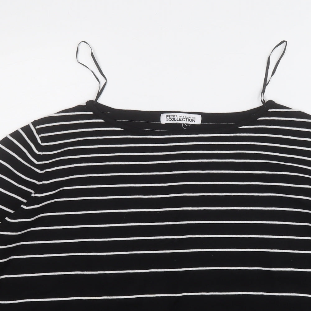 Debenhams Womens Black Round Neck Striped Viscose Pullover Jumper Size 18