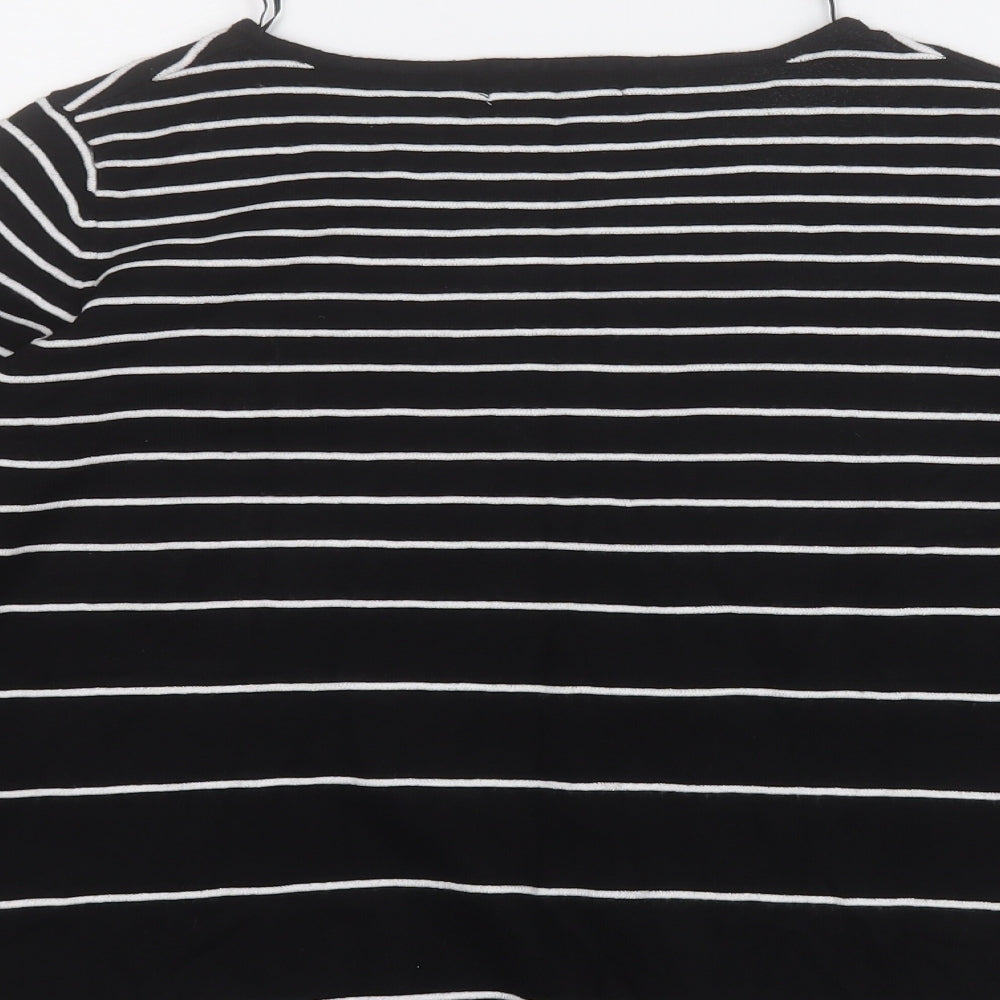 Debenhams Womens Black Round Neck Striped Viscose Pullover Jumper Size 18