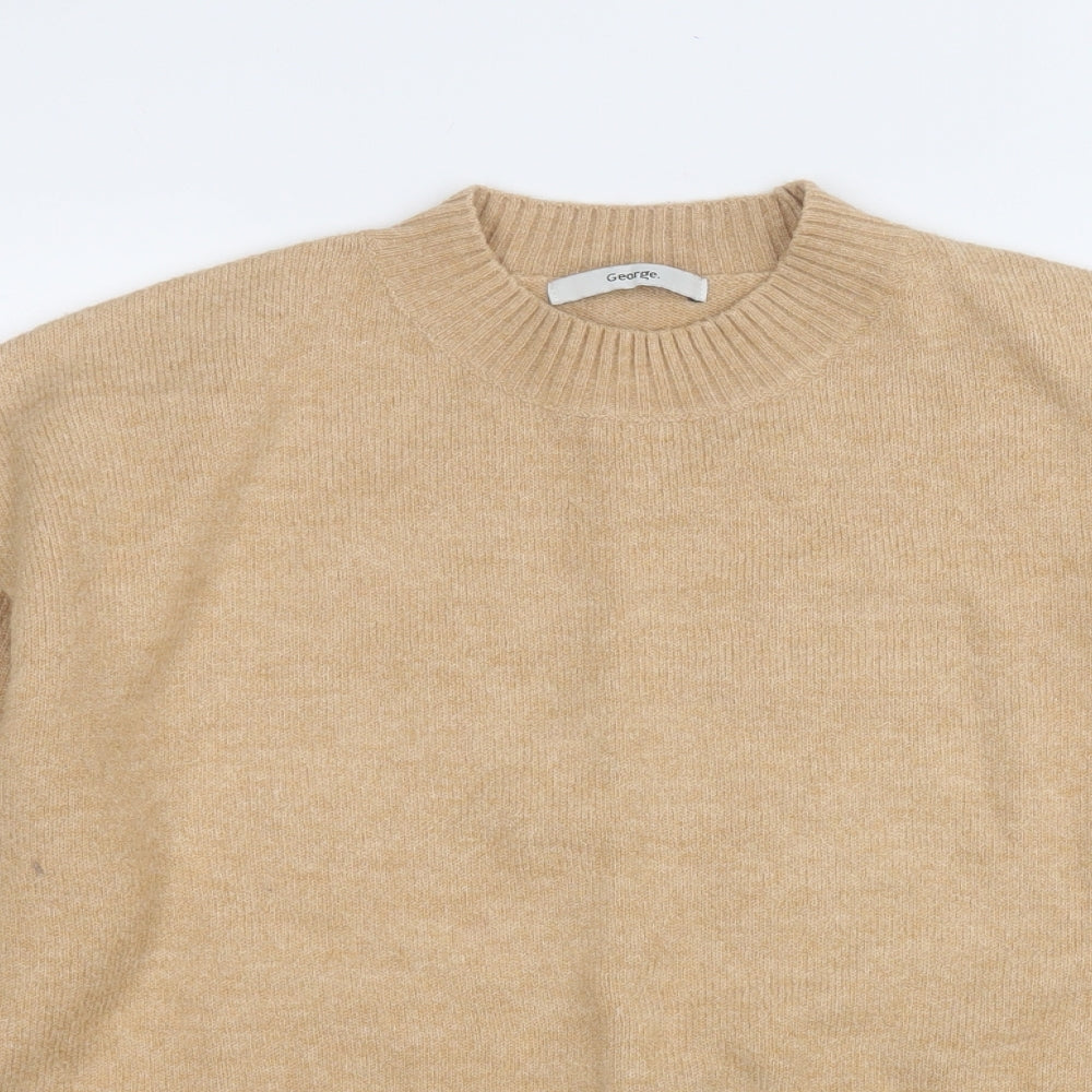 George Womens Brown Mock Neck  Polyester Pullover Jumper Size 12