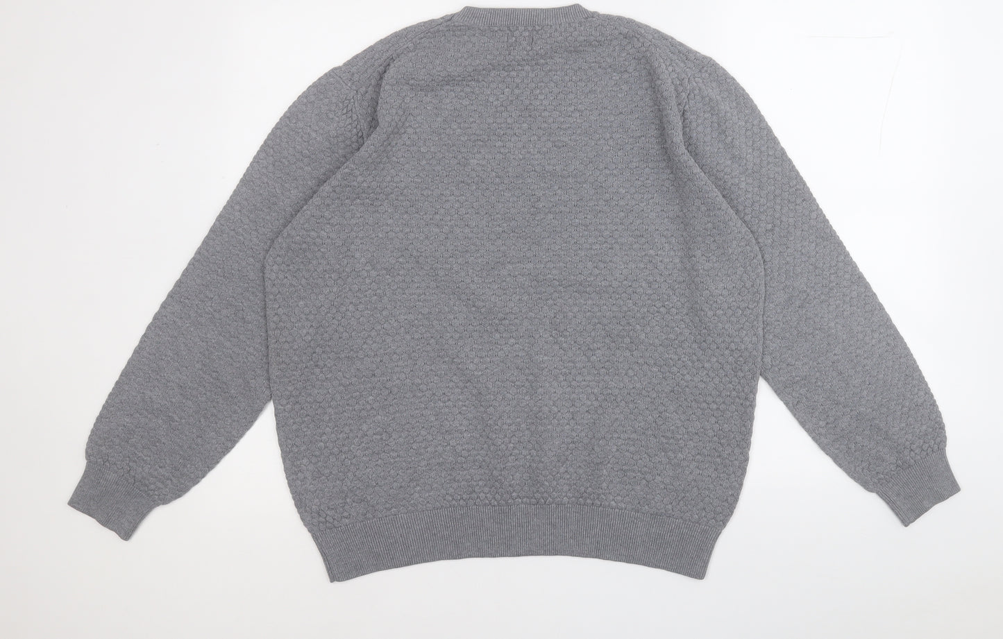 Easy Mens Grey Round Neck  Acrylic Pullover Jumper Size L