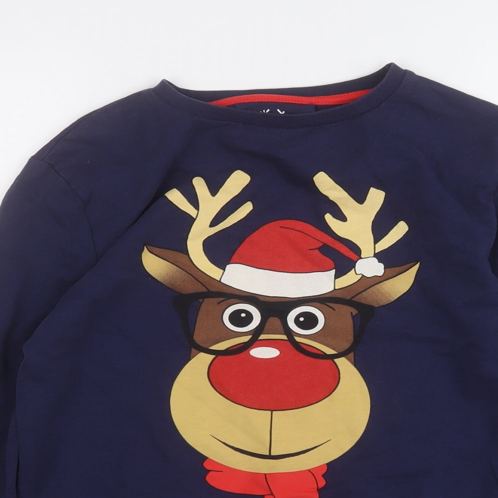 Rebel Boys Blue  Cotton Pullover Sweatshirt Size 11-12 Years   - Rudolph Christmas Jumper