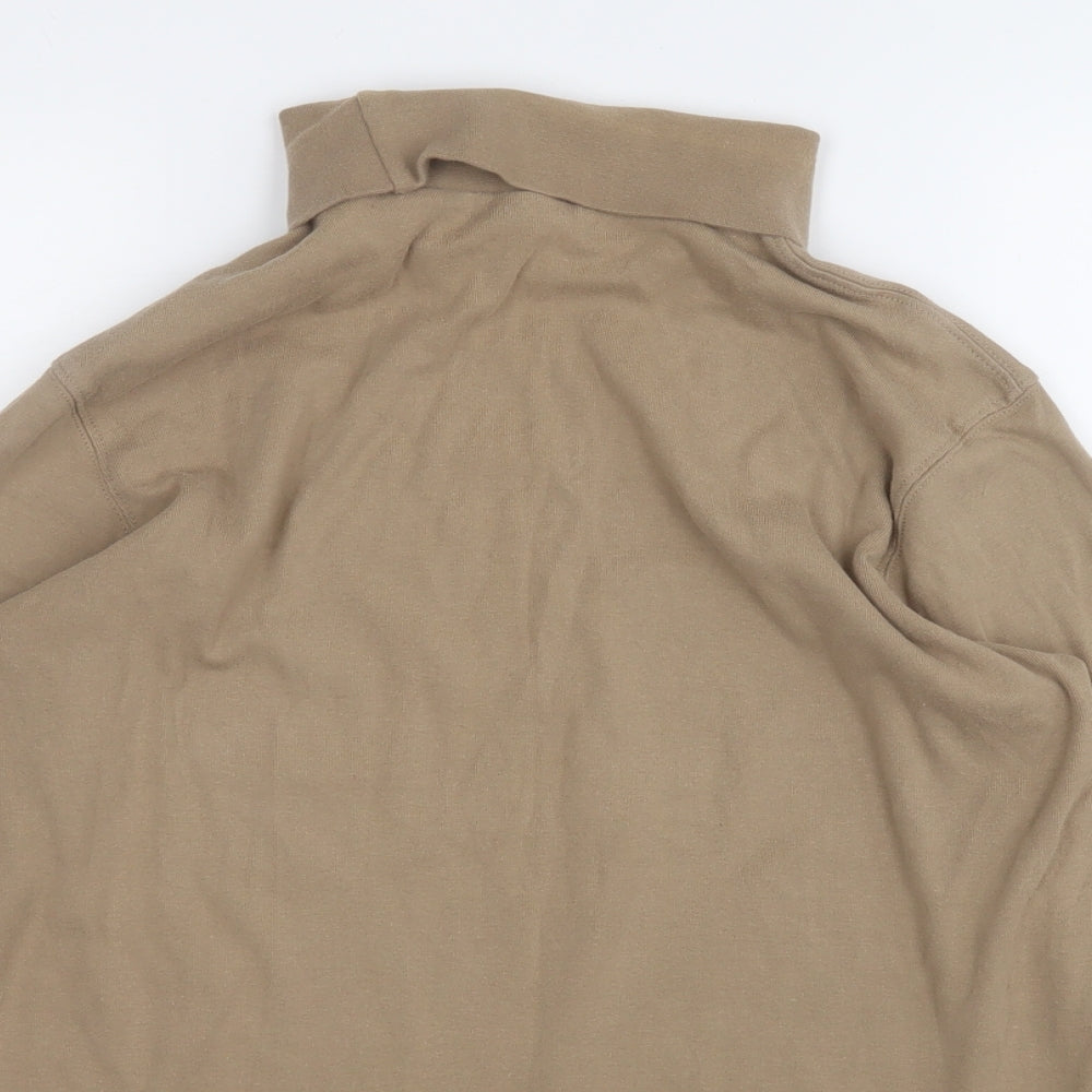 Cotton Traders Mens Brown Roll Neck  Cotton Pullover Jumper Size L