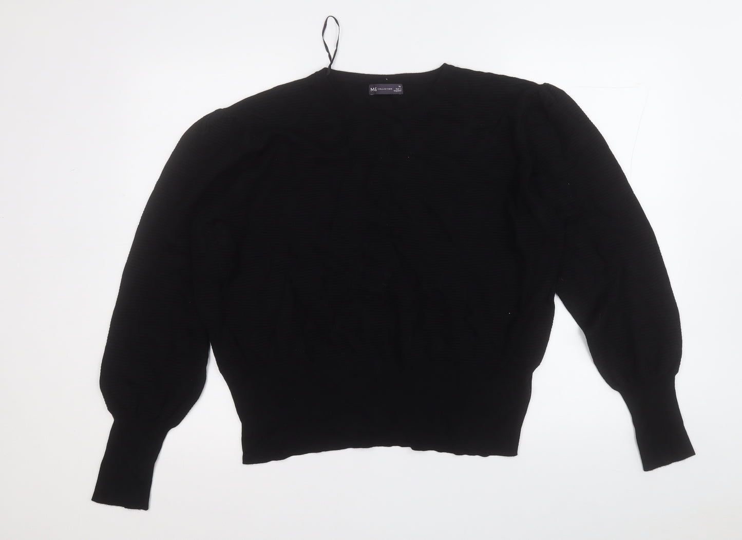 Marks and Spencer Womens Black Round Neck  Viscose Pullover Jumper Size XL