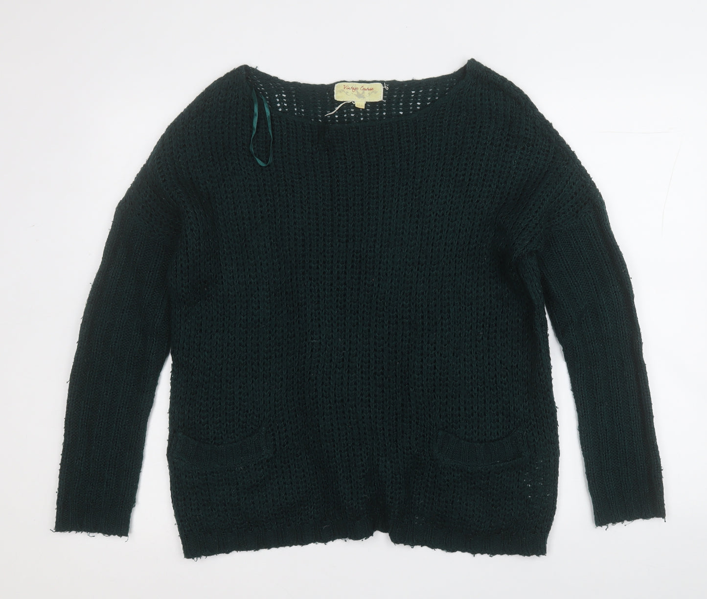 Vintage Couture Womens Green Round Neck  Acrylic Pullover Jumper Size 10