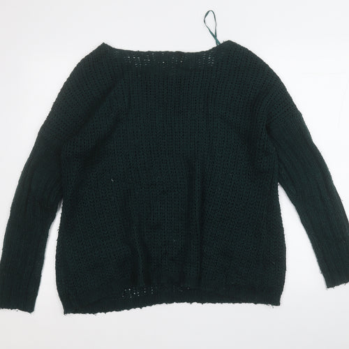 Vintage Couture Womens Green Round Neck  Acrylic Pullover Jumper Size 10