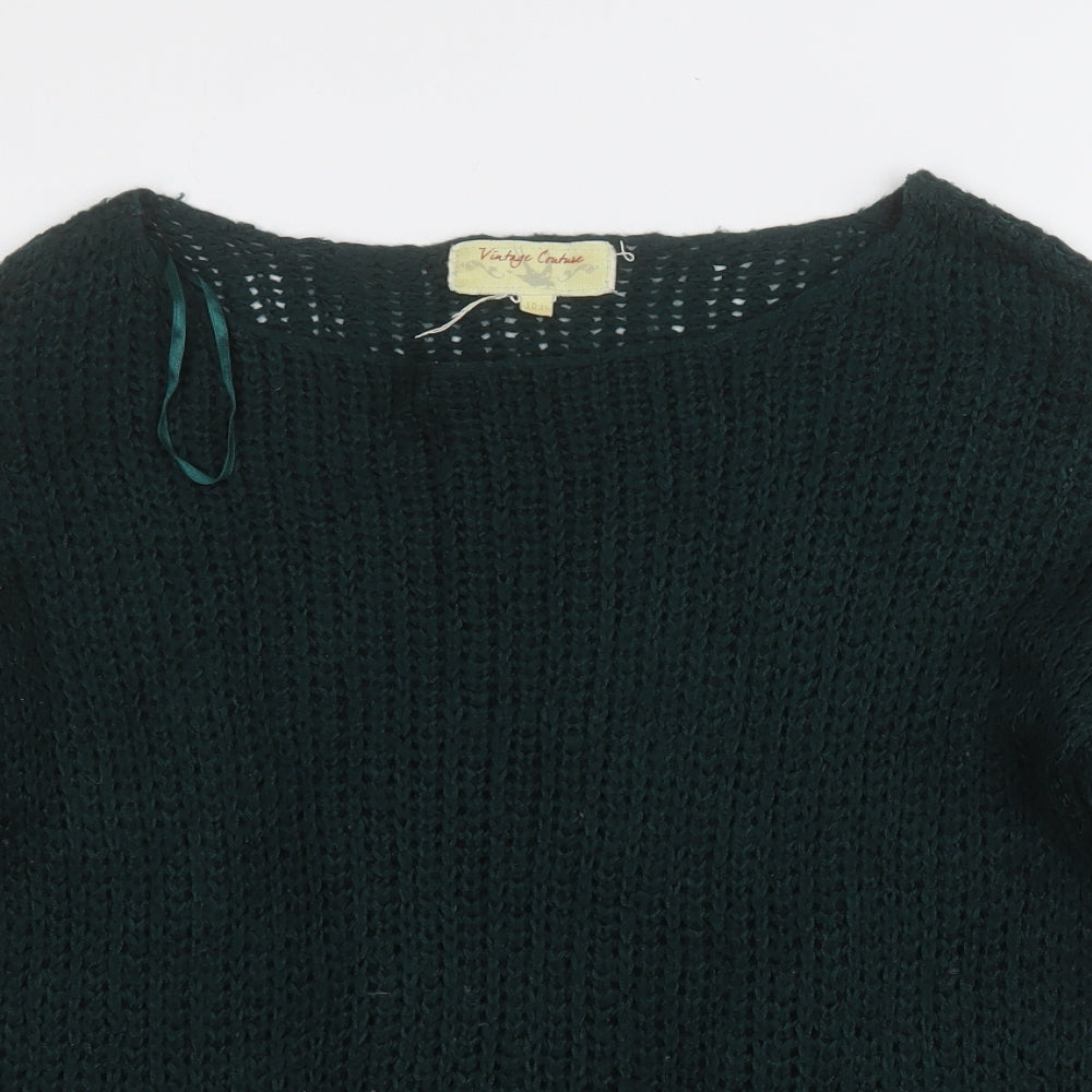 Vintage Couture Womens Green Round Neck  Acrylic Pullover Jumper Size 10