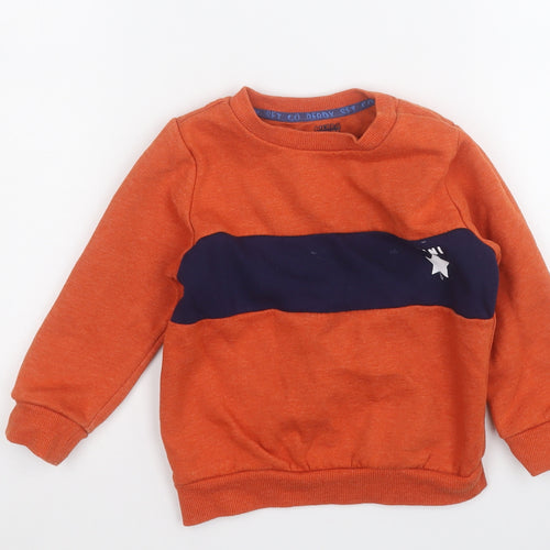 F&F Boys Orange  Cotton Pullover Sweatshirt Size 3-4 Years