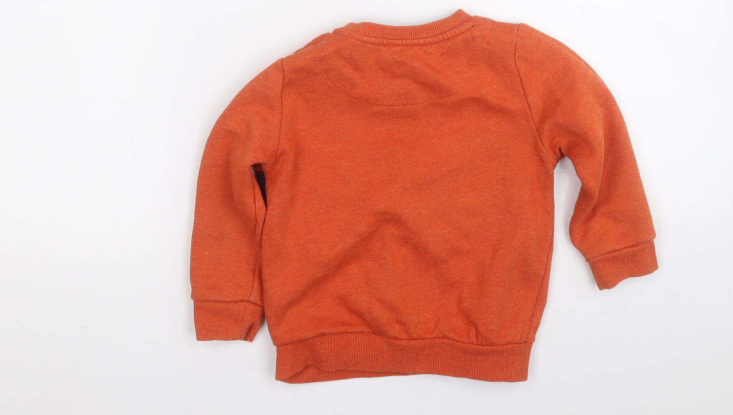 F&F Boys Orange  Cotton Pullover Sweatshirt Size 3-4 Years