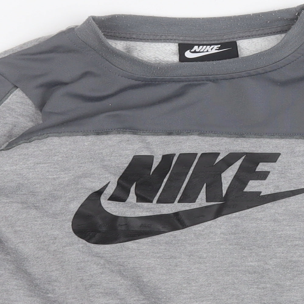 Nike Boys Grey  Cotton Pullover Sweatshirt Size 5 Years