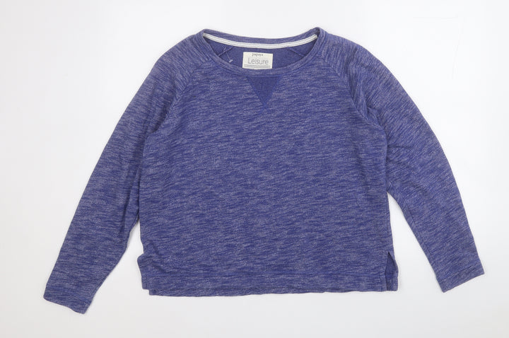 Papaya Womens Blue Round Neck Cotton Pullover Jumper Size S