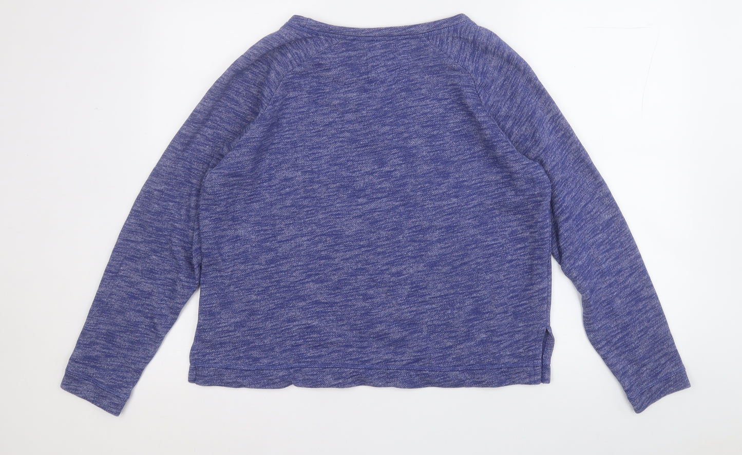 Papaya Womens Blue Round Neck  Cotton Pullover Jumper Size S