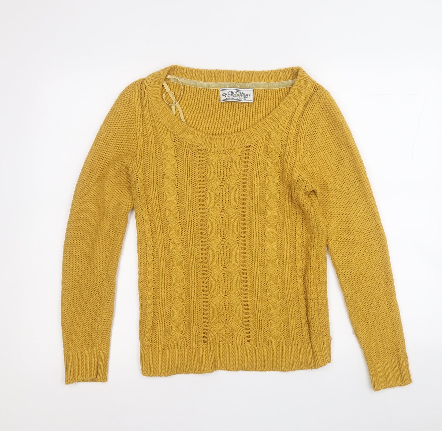 Atmosphere Womens Yellow Round Neck  Acrylic Pullover Jumper Size 10