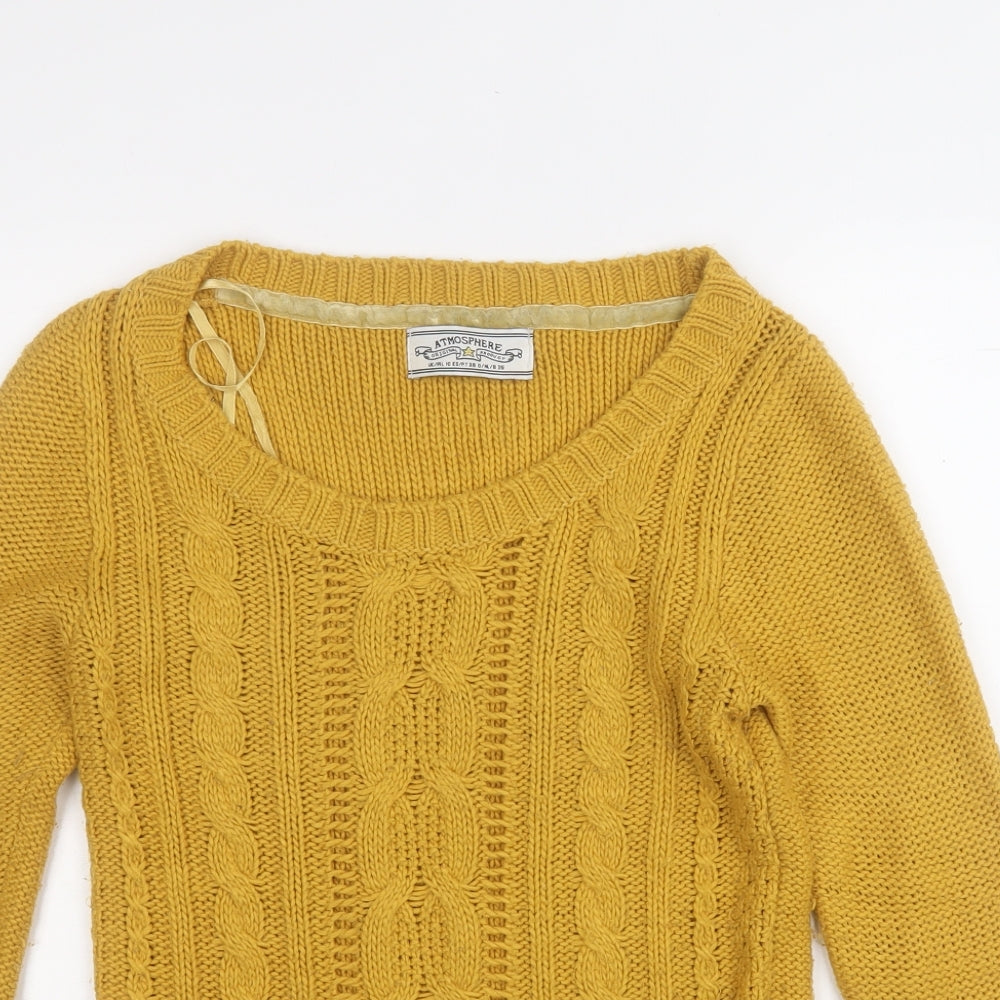 Atmosphere Womens Yellow Round Neck  Acrylic Pullover Jumper Size 10