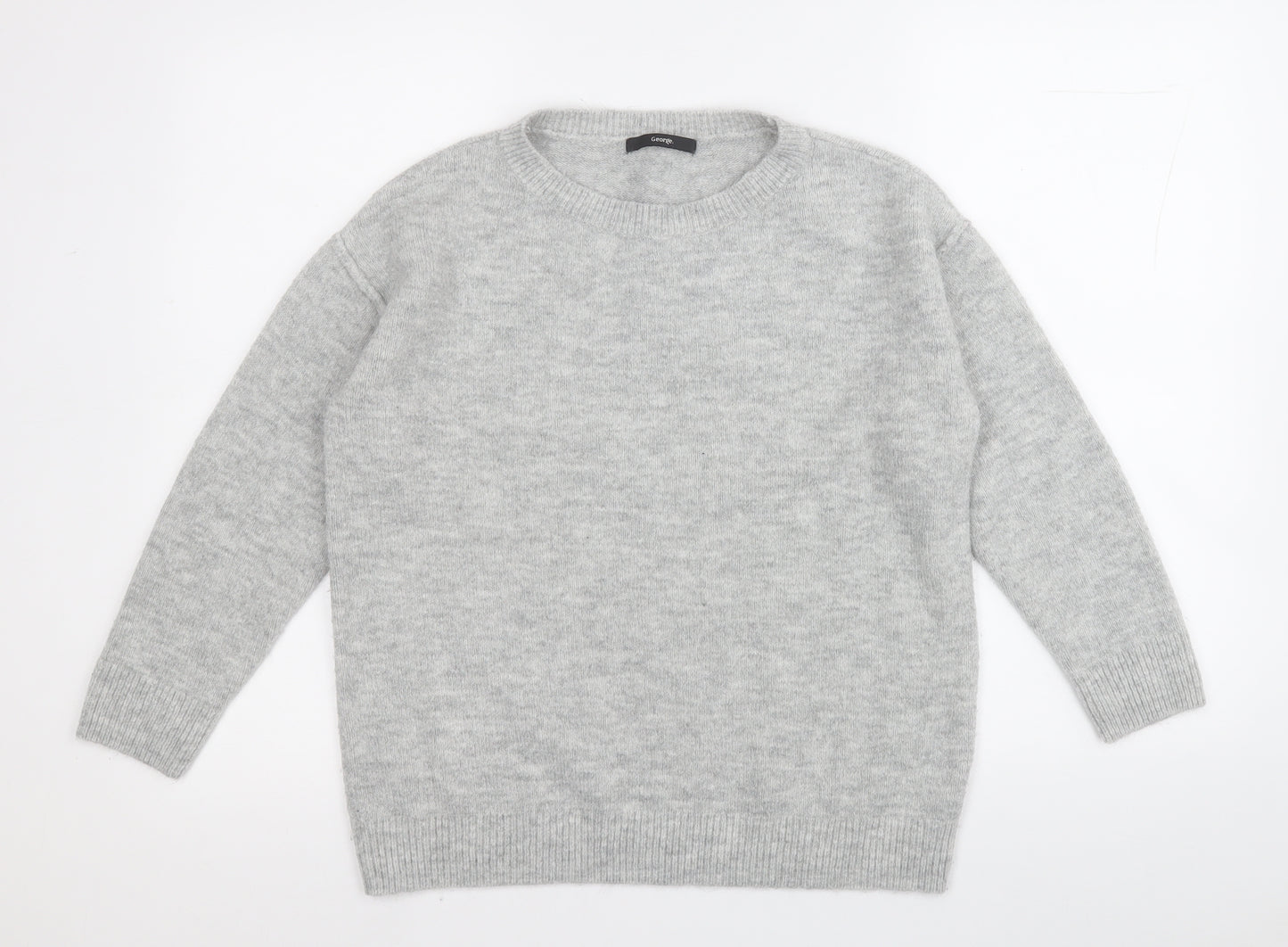 George Womens Grey Round Neck  Acrylic Pullover Jumper Size 12