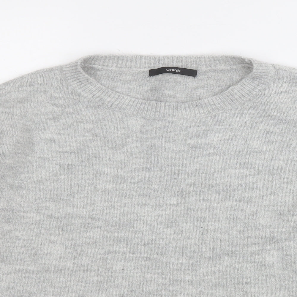 George Womens Grey Round Neck  Acrylic Pullover Jumper Size 12