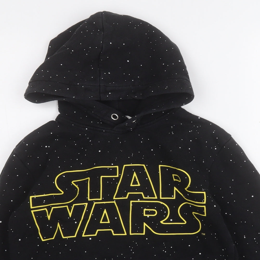 H&M Boys Black Geometric Cotton Pullover Hoodie Size 8-9 Years   - STAR WARS
